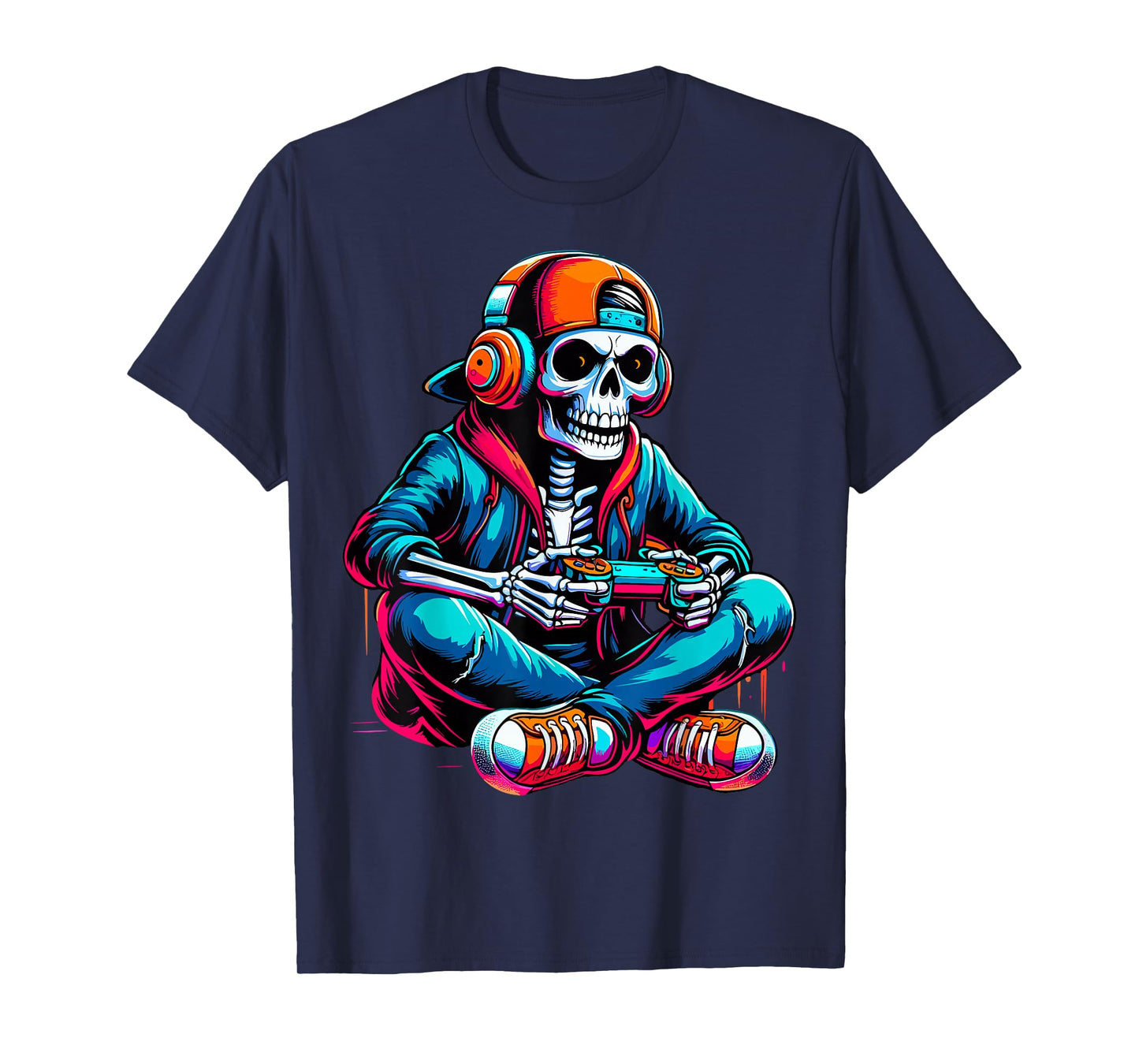 Halloween Skeleton Gamer Boys Video Gaming T-Shirt