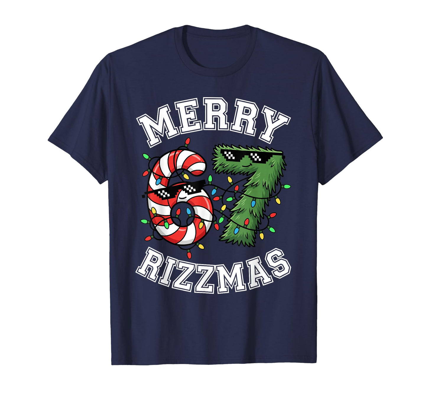 Merry Rizzmas 67 Candy Cane Tree Sunglasses Funny T-Shirt