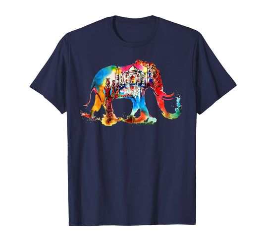 India Elephant Vintage Travel Love Watercolor T-Shirt