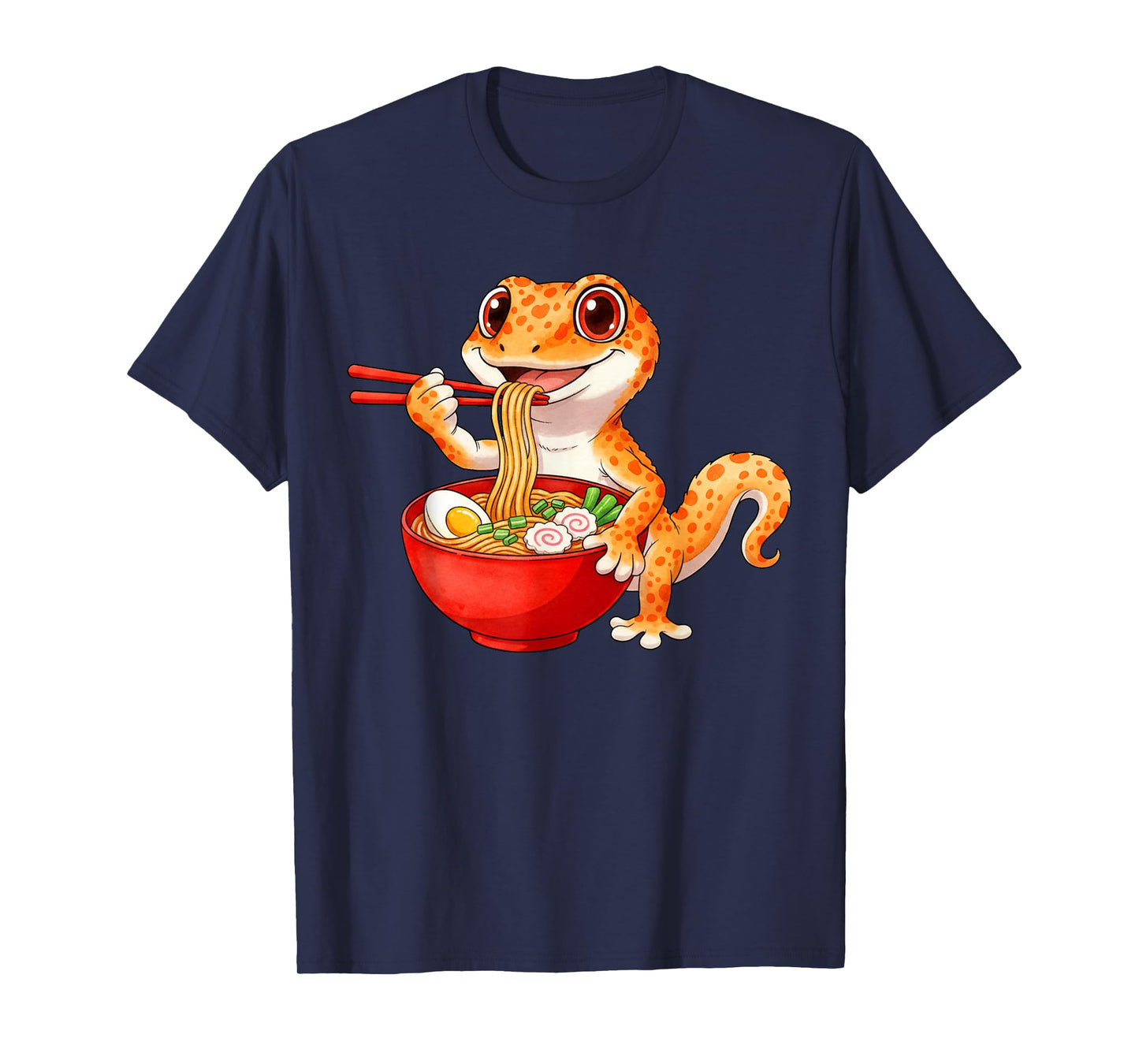 Funny Lizard Reptile Leopard Gecko Eating Ramen Japanese T-Shirt