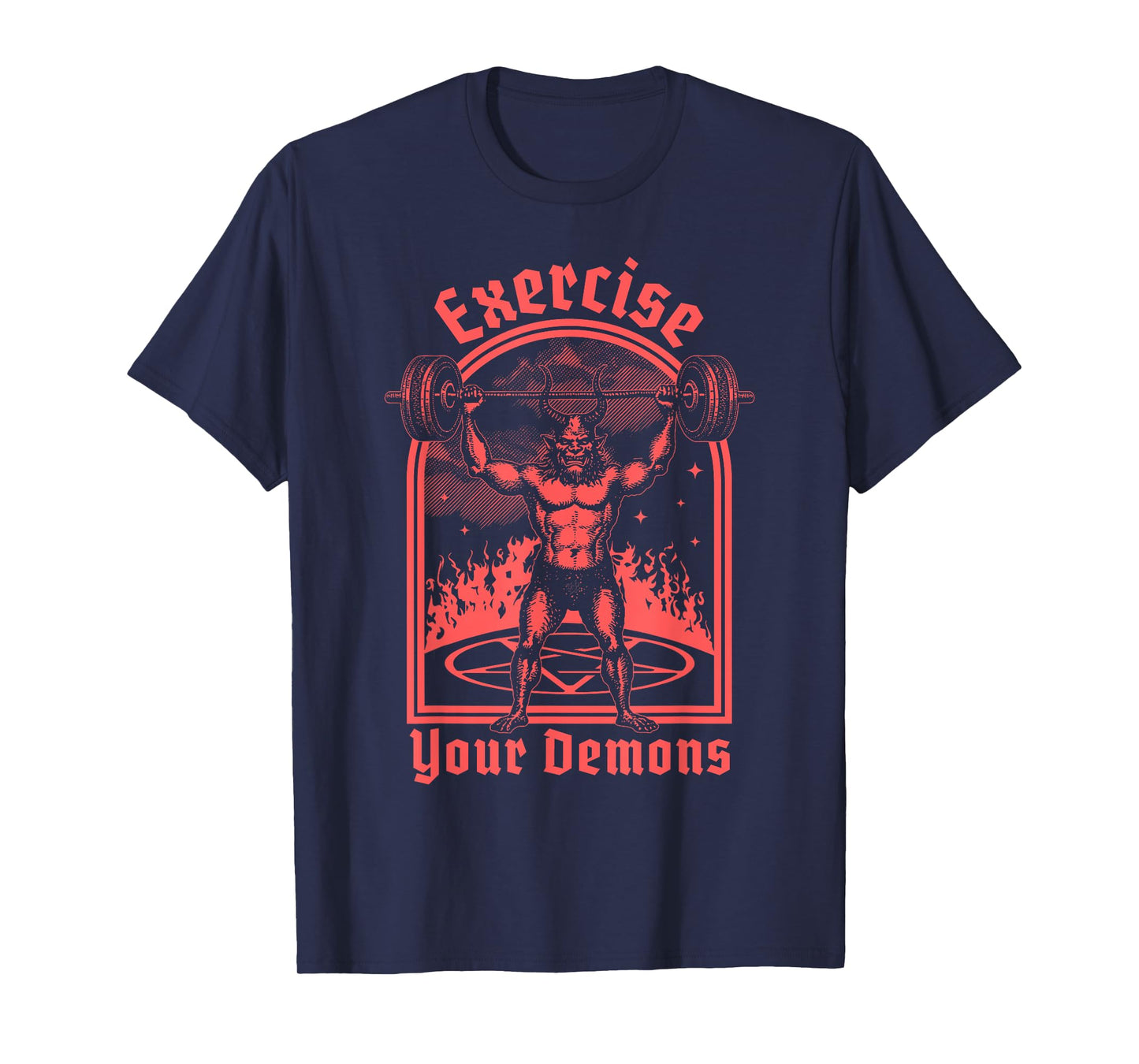 Exercise Your Demons - Satanic Baphomet Satan Funny Workout T-Shirt