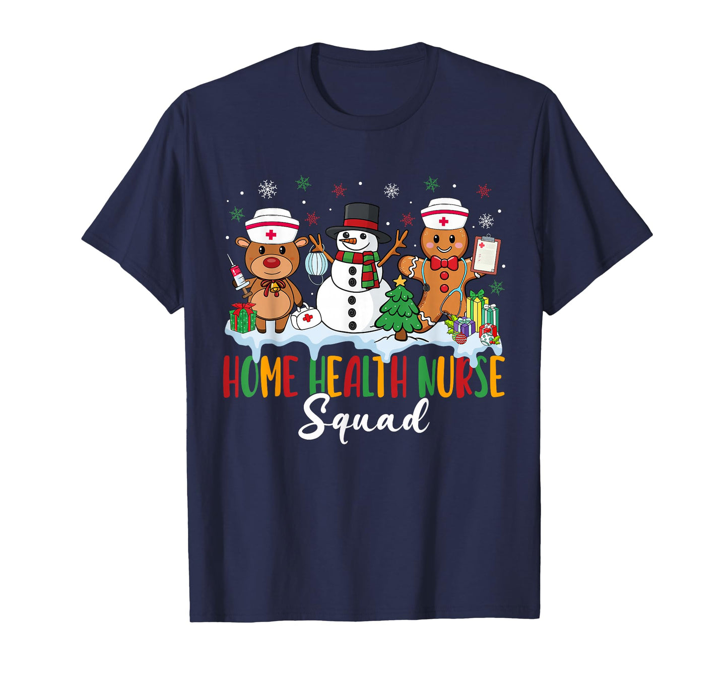 Home Health Nurse Squad Reindeer Gingerbread Christmas T-Shirt