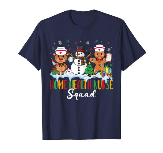 Home Health Nurse Squad Reindeer Gingerbread Christmas T-Shirt