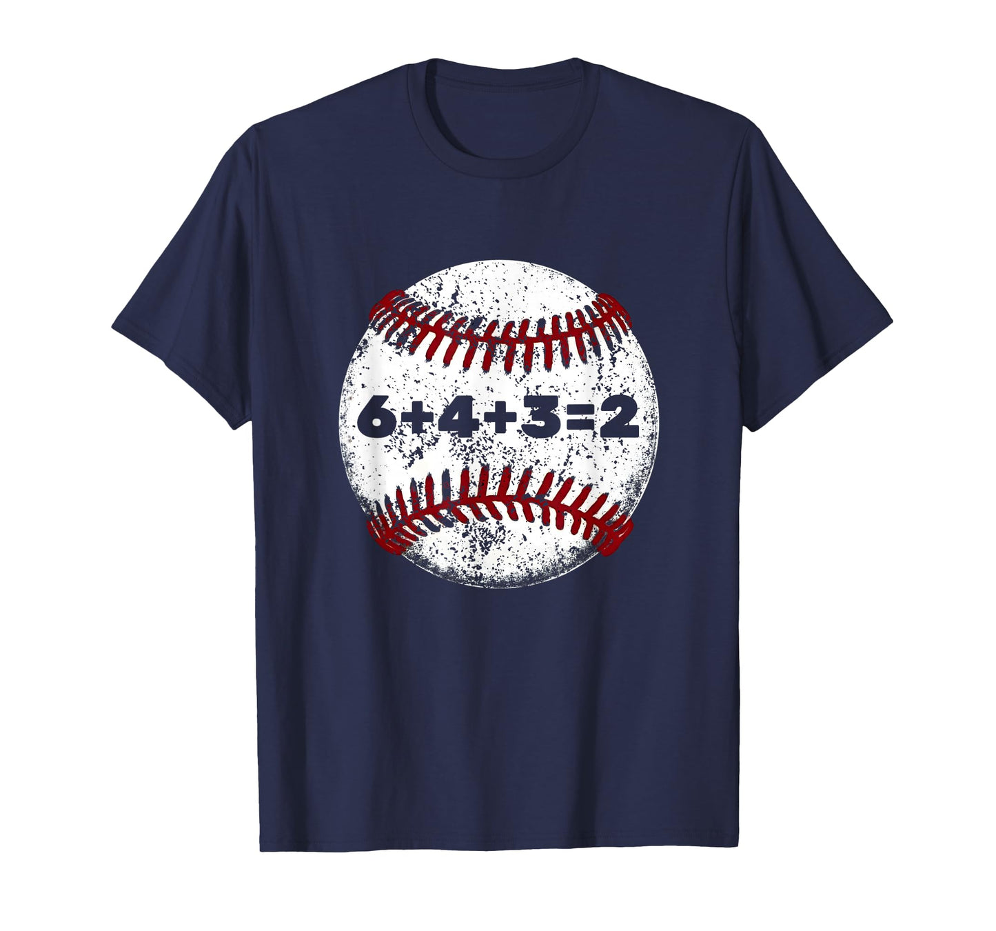 White Baseball red Stitches Sport Graphic Funny 6+4+3=2 T-Shirt