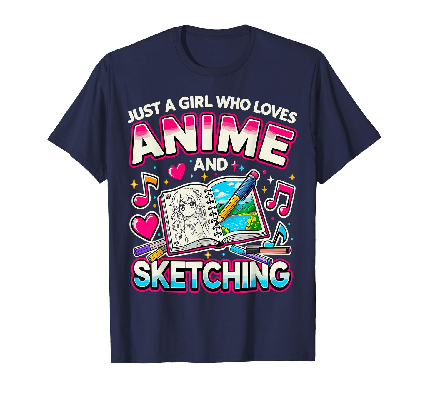 Manga Art Just a Girl Who Loves Anime and Sketching T-Shirt