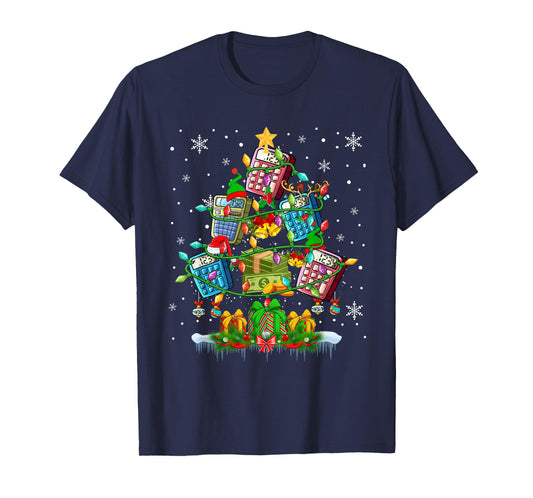 X-mas Tree Santa Reindeer Elf Calculators Accountant Lover T-Shirt