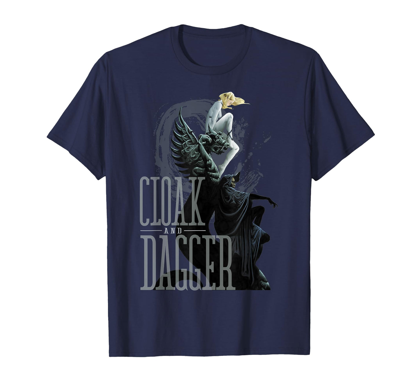 Marvel Cloak & Dagger Dragon Statue Graphic T-Shirt T-Shirt