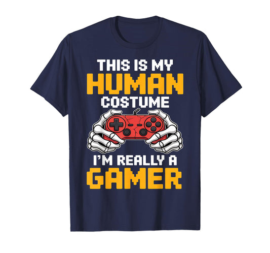 Halloween Gamer Video Games Human Costume Boys Teens T-Shirt