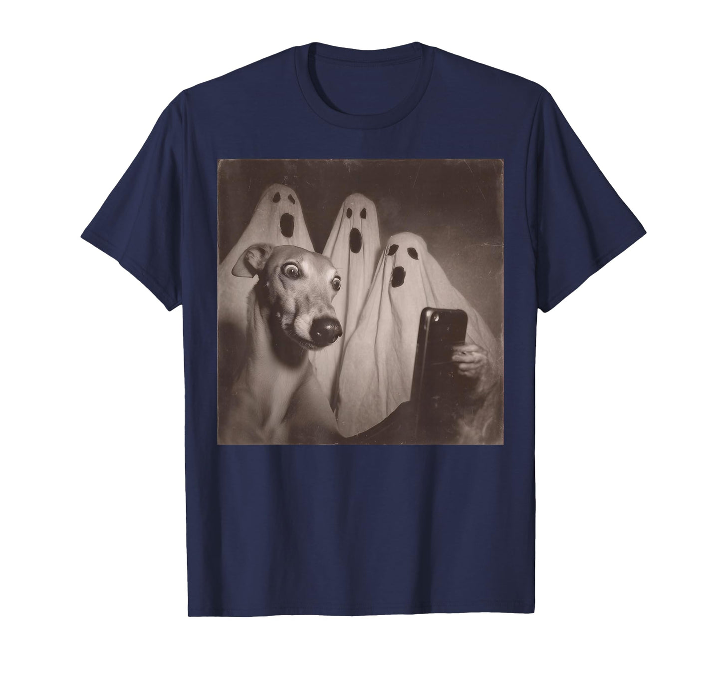 Italian Greyhound Selfie with Ghosts Funny Halloween T-Shirt