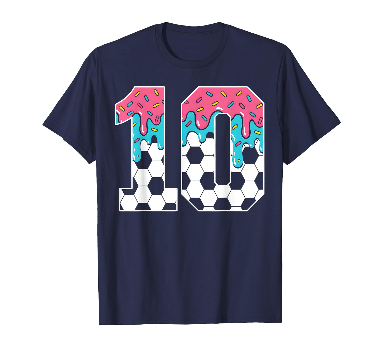 Soccer 10 Year Old Ice Cream Drip Youth 10th Birthday Boy 10 T-Shirt
