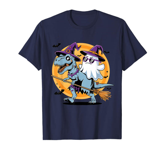 Cute Dinosaur T rex and Ghost for Halloween T-Shirt
