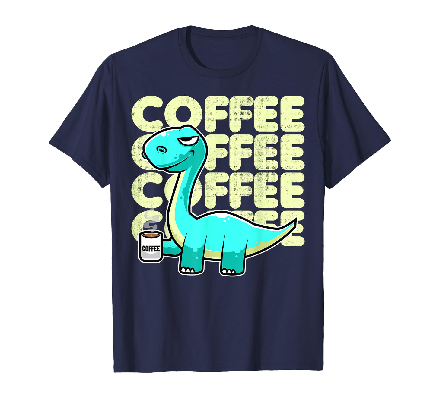 Cute Dinosaur Drinking Coffee Kawaii Neko Anime T-Shirt