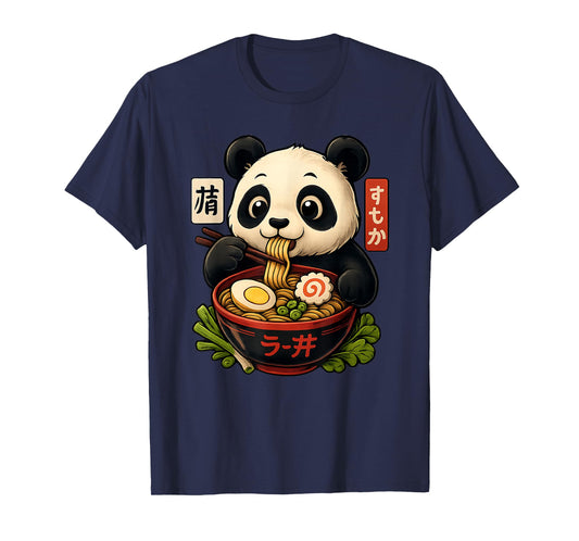 Panda Eating Ramen Food Kawaii Asian Noodles Fun Panda Lover T-Shirt