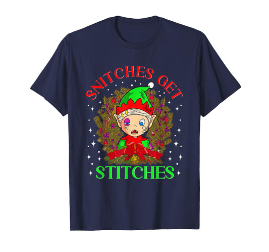 Stiches Get Licks Funny Elf Christmas T-Shirt