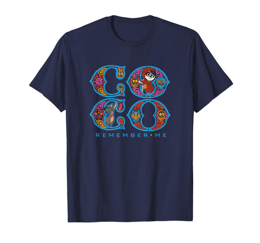 Disney Pixar Coco Miguel Dante Remember Me Chest Text Logo T-Shirt
