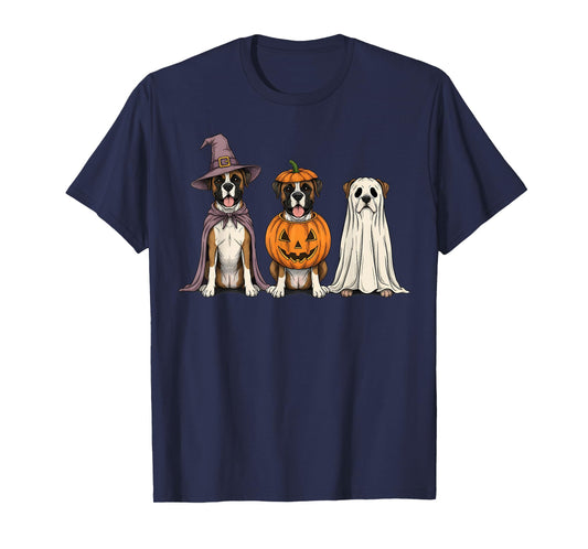 Spooky Ghost Boxer Dog Lover Pumpkin Halloween T-Shirt