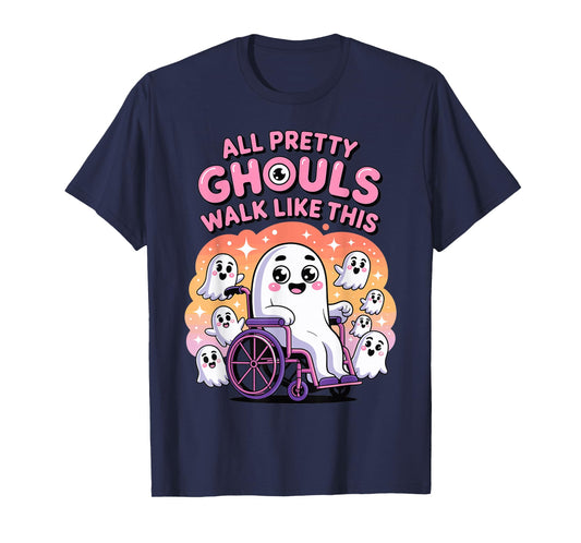 Halloween Wheelchair Costume Handicap Joke Ghouls Walk Like T-Shirt