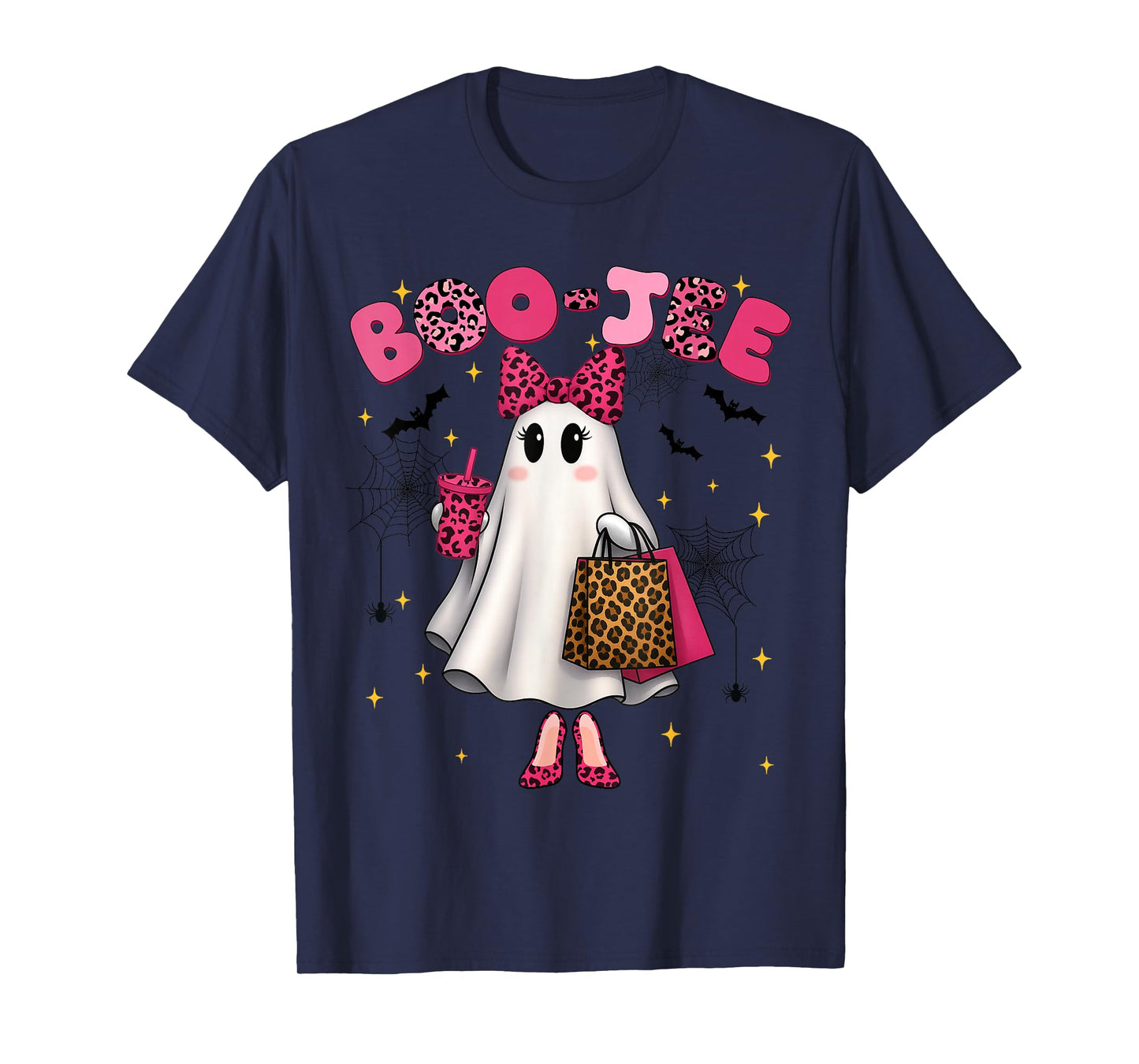Cute Leopard Boo JEE Ghost Coffee Halloween Costumes Womens T-Shirt