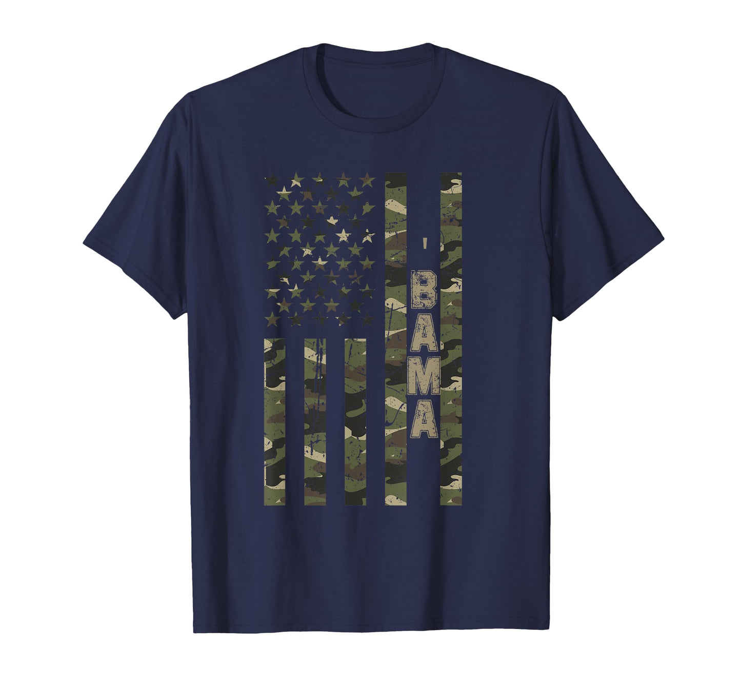 'Bama United States Alabama Distressed Camo w US Flag T-Shirt