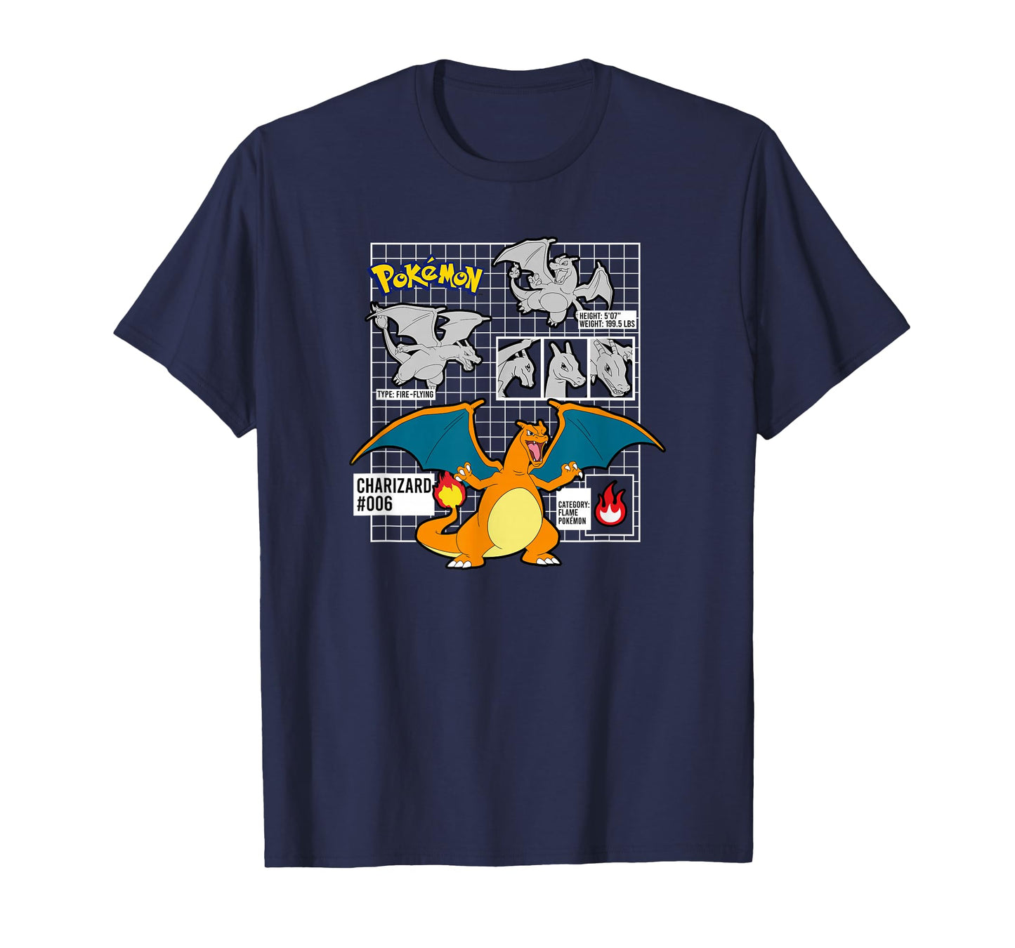 Pokémon Charizard 006 Schematic Poster T-Shirt