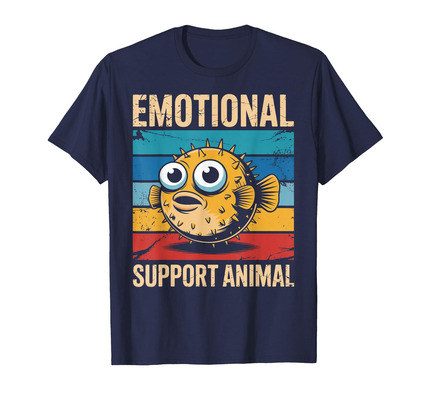 Emotional Support Animal Fishing Fish Vintage Pufferfish T-Shirt