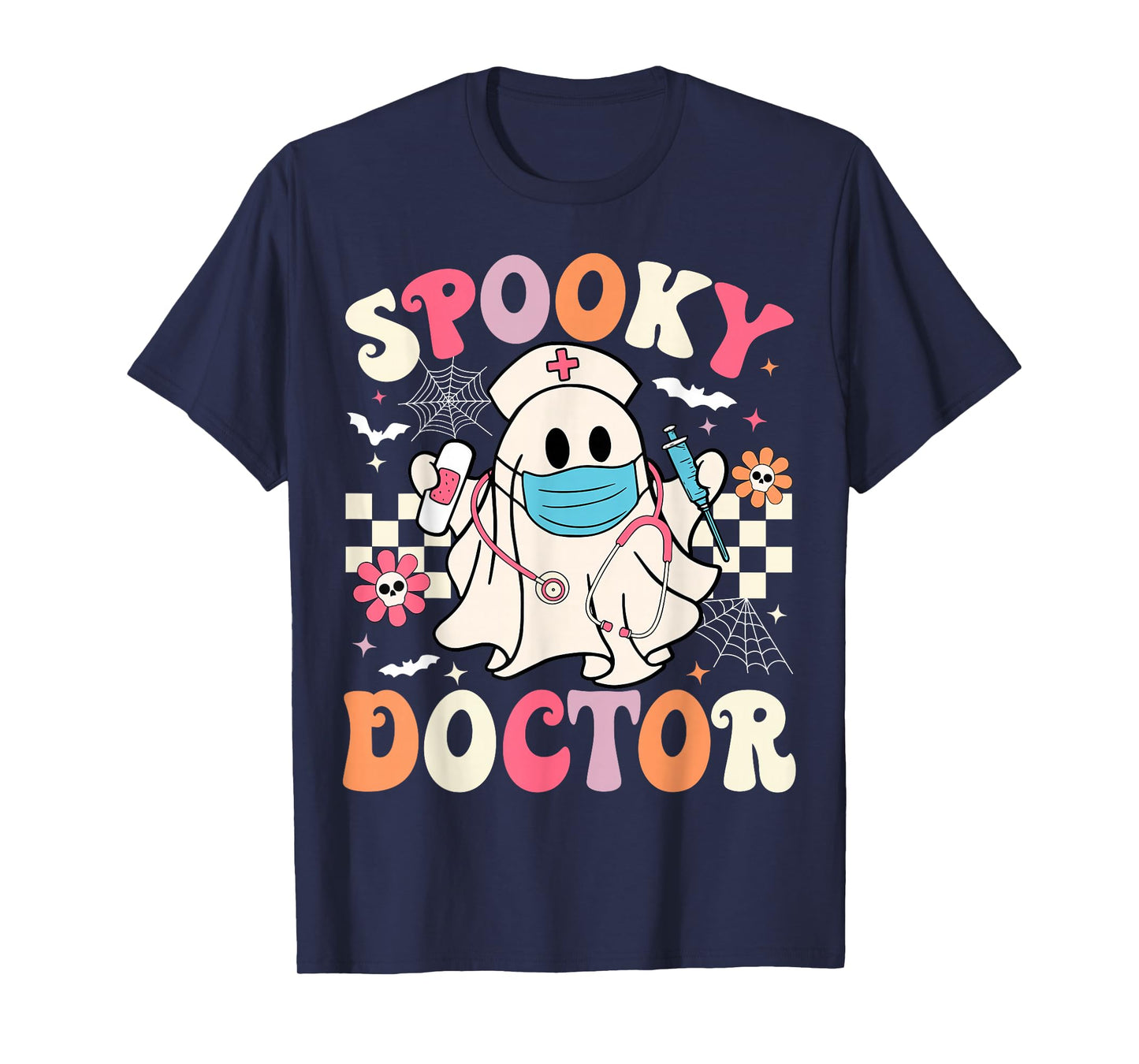 Spooky Doctor Ghost Halloween Cute Groovy Doctor Halloween T-Shirt