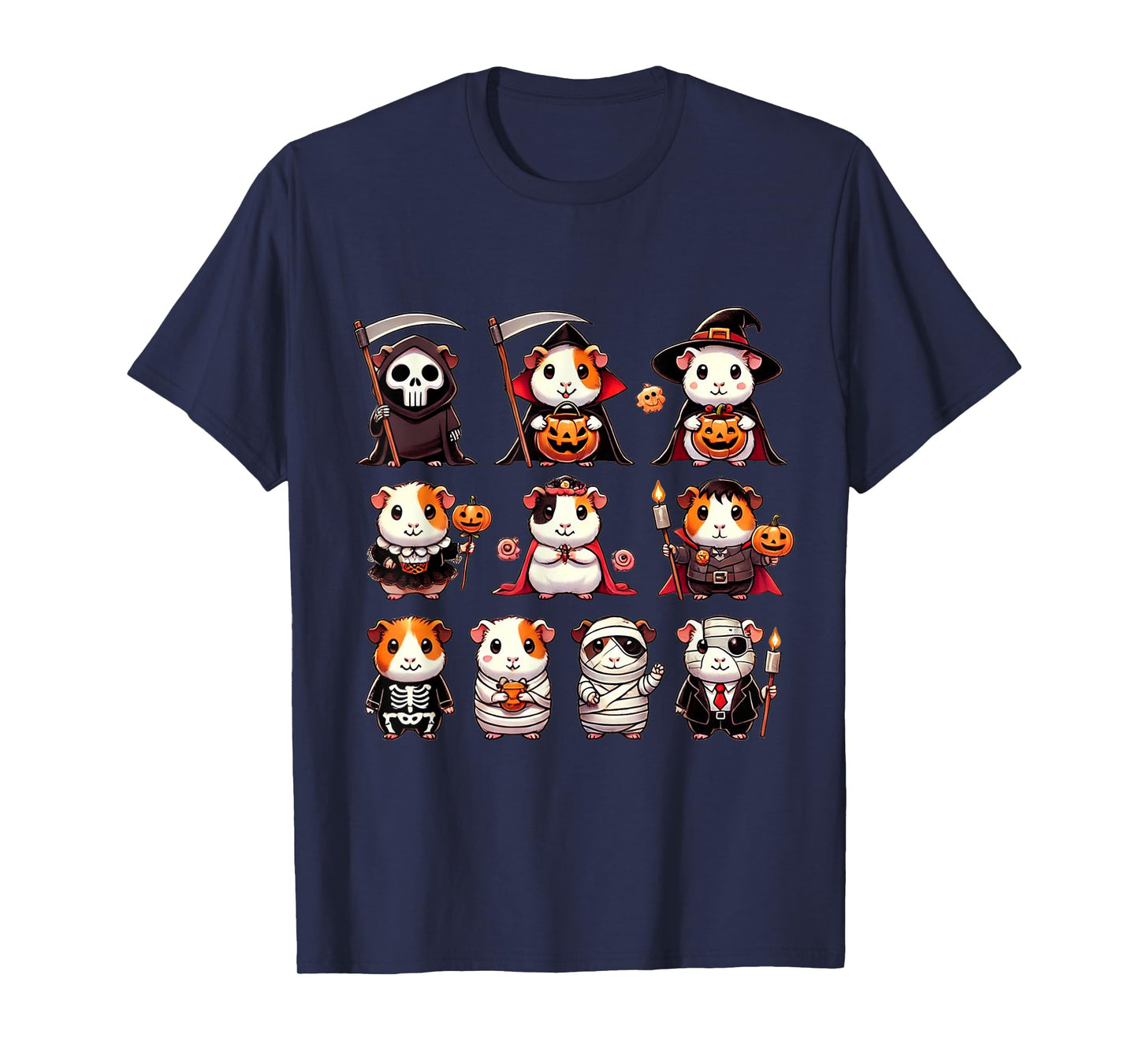 Guinea Pig Spooky Ghost Horror Pumpkin Guinea Pig Halloween T-Shirt