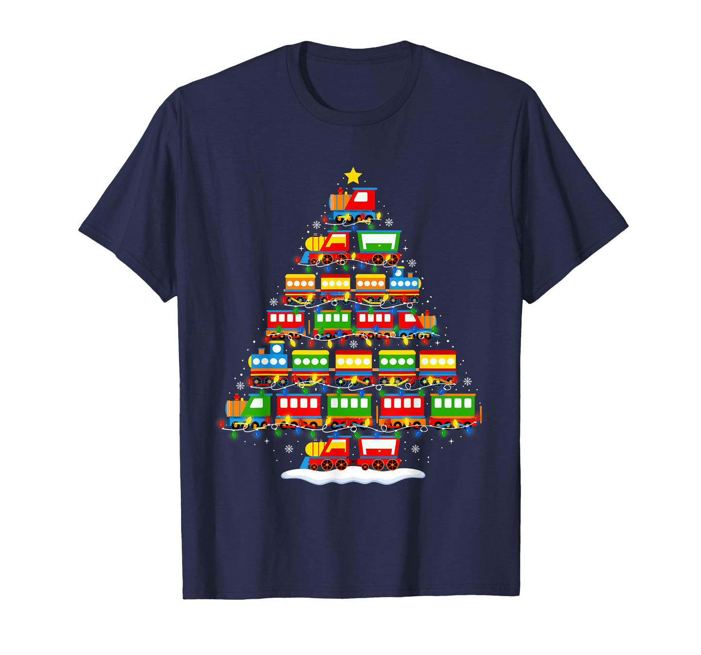 Train Christmas Tree Lights Boys Kids Funny Xmas Pajamas T-Shirt