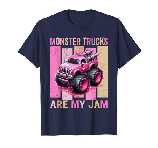 Pink Toddler Girl Monster Trucks Are My Jam Girls T-Shirt