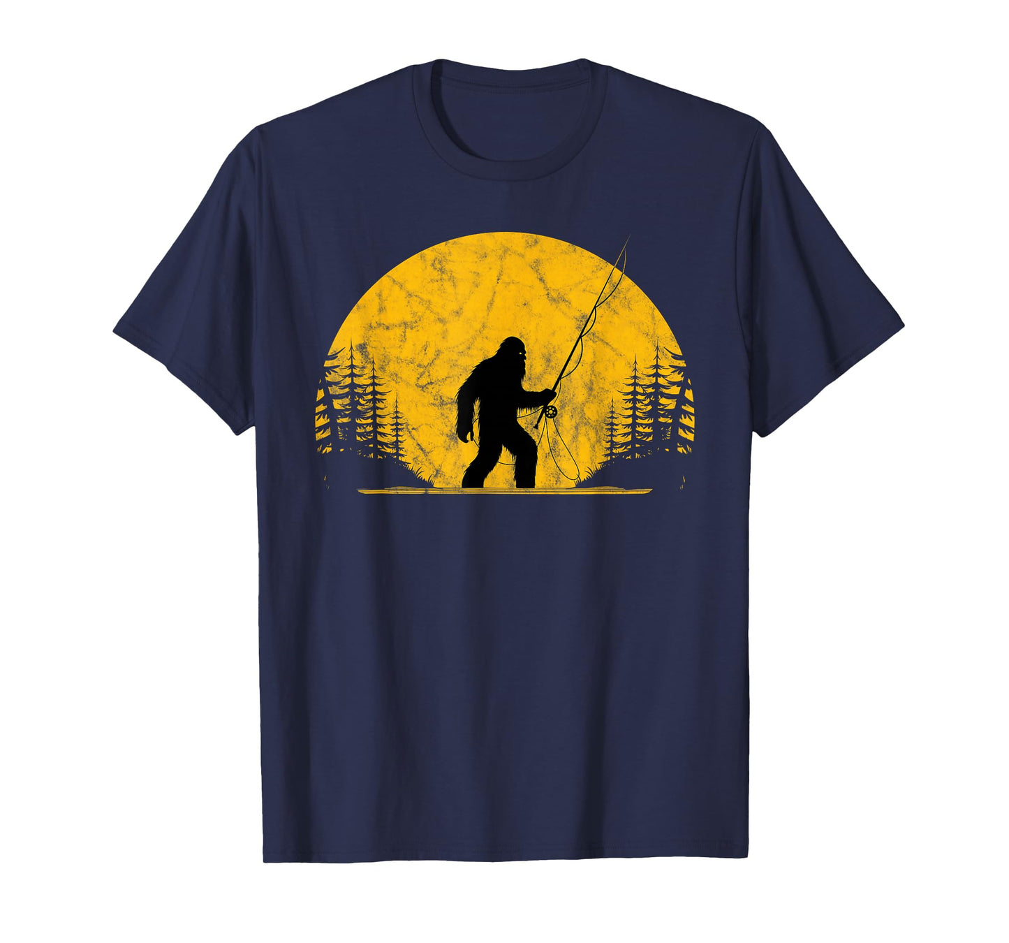 Sasquatch Fly Fishing Vintage Trout Fisherman Funny T-Shirt
