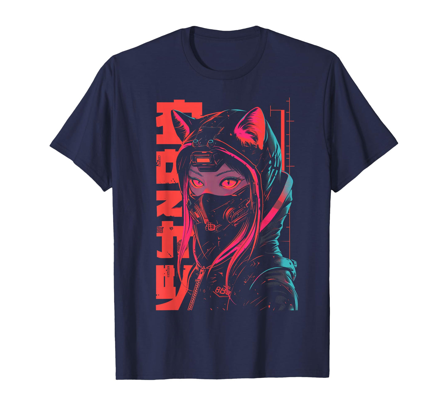Anime Manga Punk Neko Cat Girl | Cyberpunk Japanese Harajuku T-Shirt