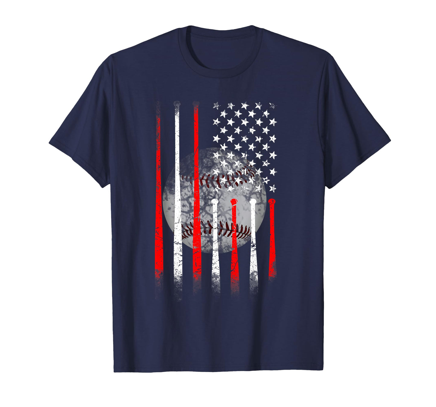 Baseball USA Flag American Flag Vintage T-Shirt
