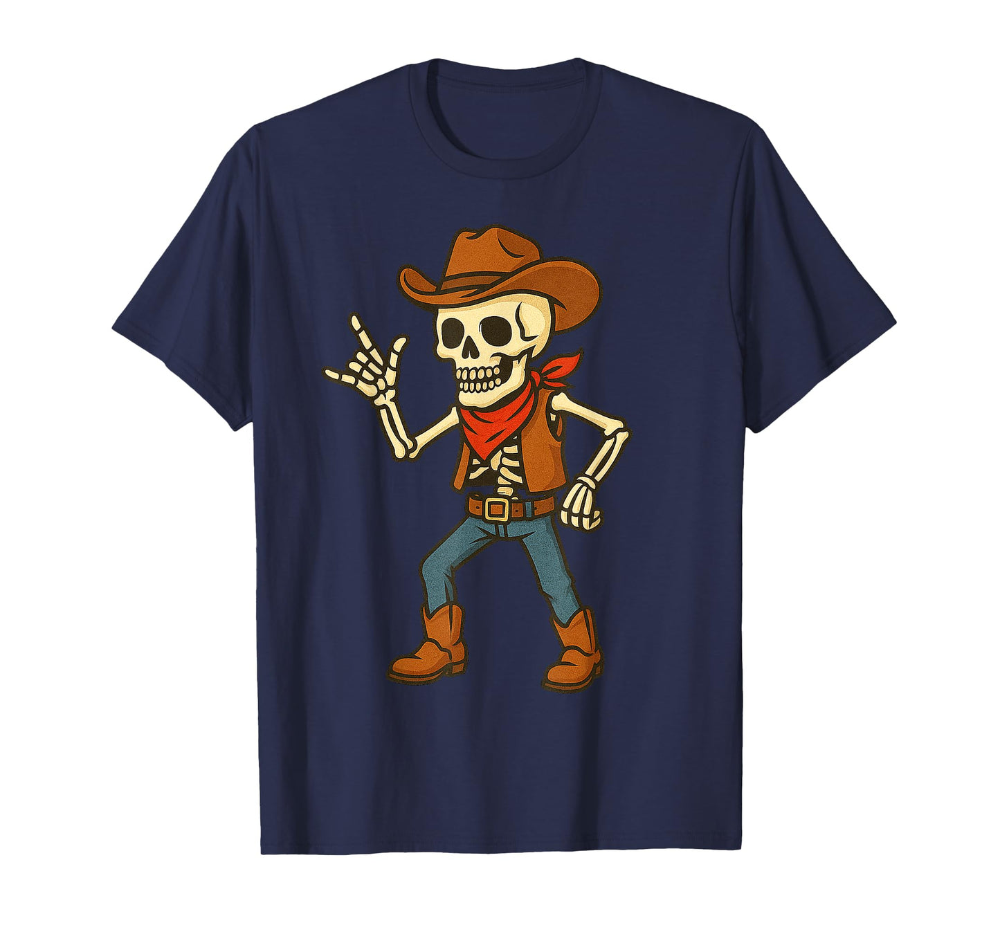 Funny Kids Halloween Bruh Costume, Spooky Cowboy Skeleton T-Shirt
