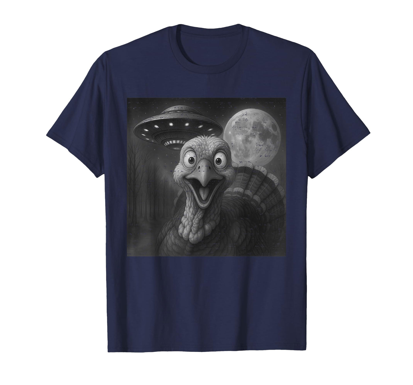Turkey UFO Selfie Funny Thanksgiving Alien Boy Teen Girl Kid T-Shirt