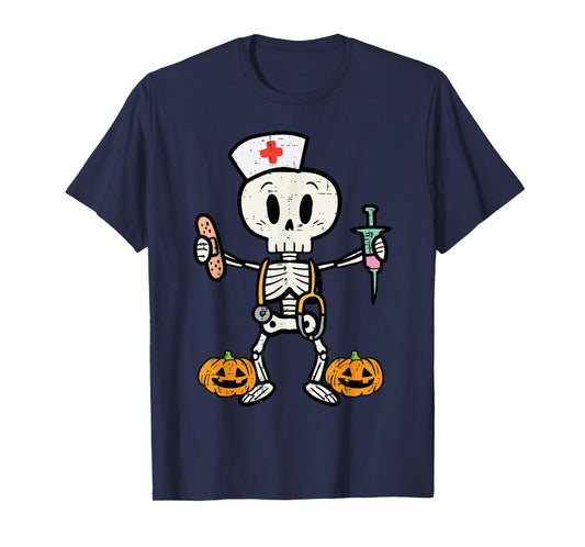 Halloween Nicu Nurse Skeleton Scrub Top Costume Women Men T-Shirt