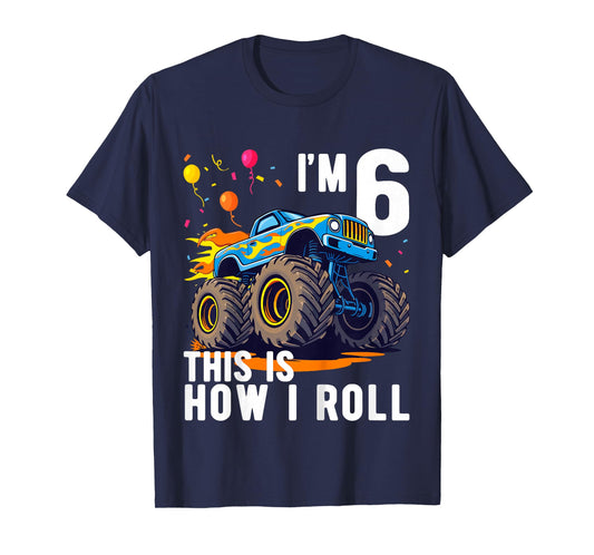 Kids Birthday Monster Truck 6 Year Old Boy 6th Birthday Party T-Shirt