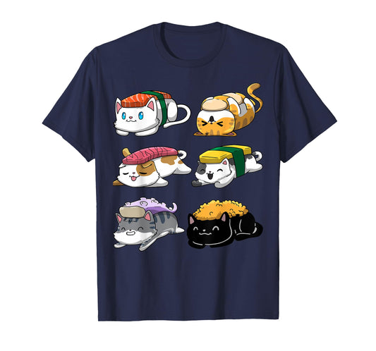 Sushi Cats Sushi Lover Cat Lover Kawaii Anime Neko T-Shirt