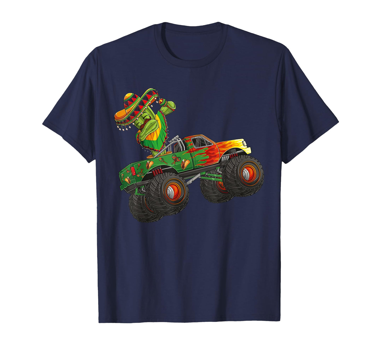 Dabbing Cactus Cinco De Mayo Monster Truck Boys Kids girls T-Shirt