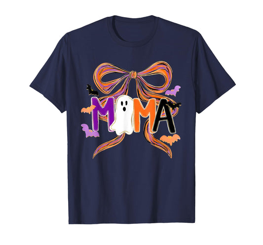 Mama Coquette Bow Funny Ghost Happy Halloween Spooky Season T-Shirt