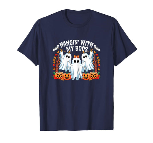 Funny Retro Hanging with My Boos Ghosts Halloween Autumn T-Shirt