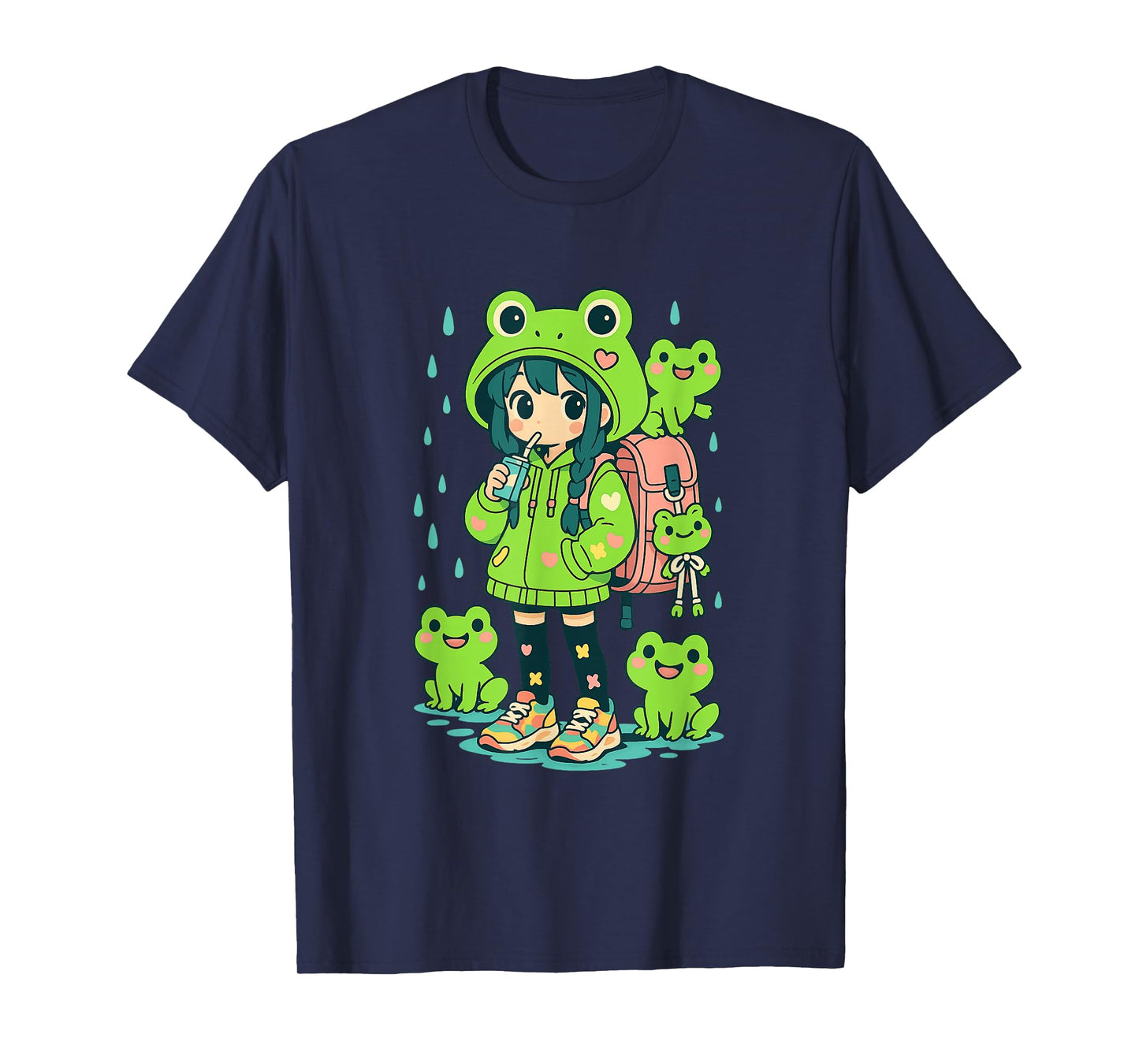 Kawaii Frog Girl | Decora Kei Anime Manga Harajuku Frogcore T-Shirt