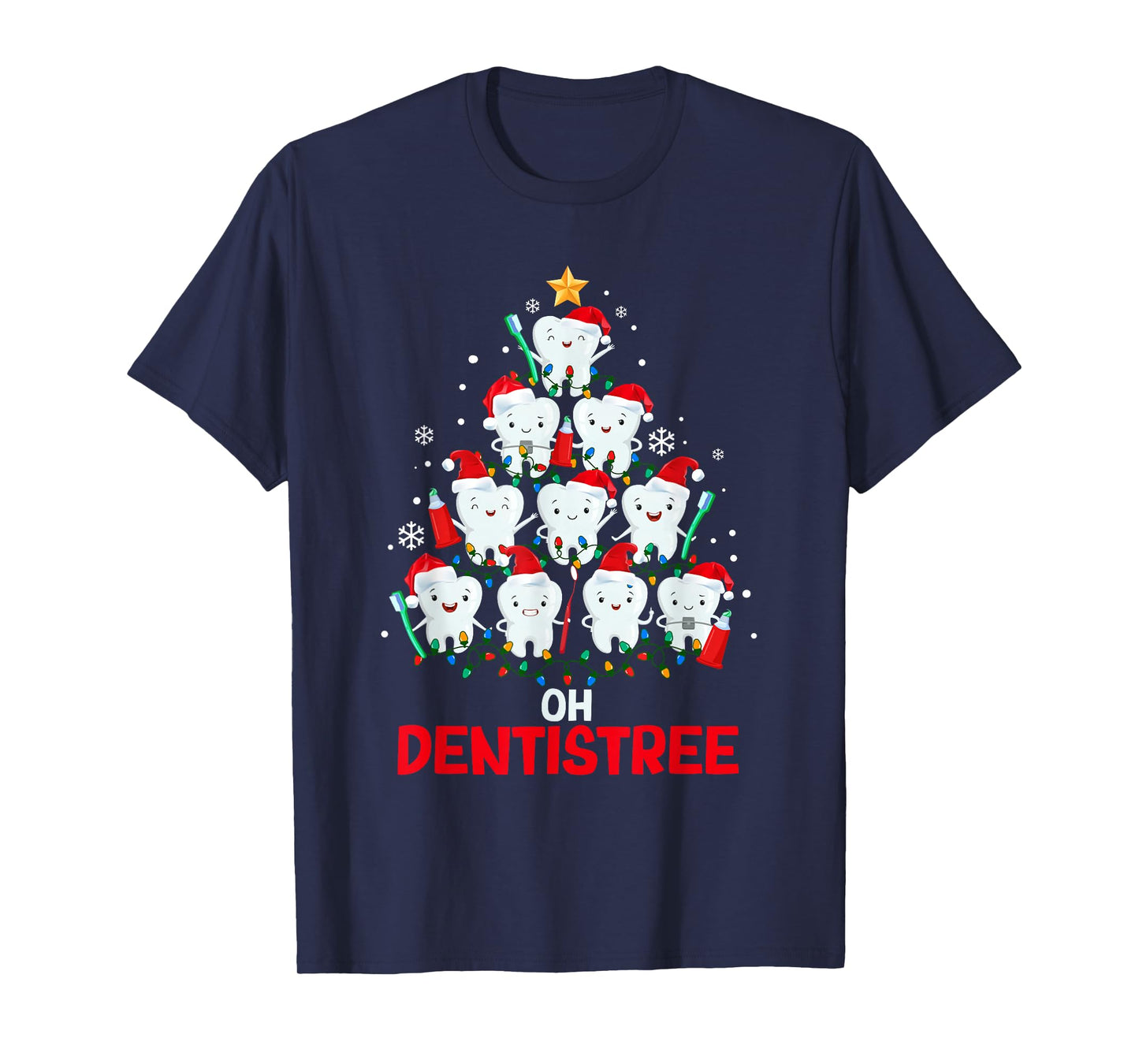 Dentist Christmas Tree Lights Santa Hat Dental Oh Dentistree T-Shirt