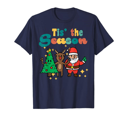 Tis The Season Retro Groovy Christmas Xmas Men Women Kids T-Shirt