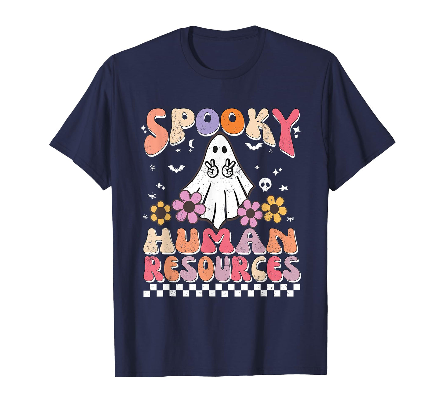 Spooky HR Manager Retro Groovy Halloween Matching HR Manager T-Shirt