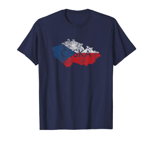 Czech Republic Map and Flag Souvenir - Distressed Ceska T-Shirt