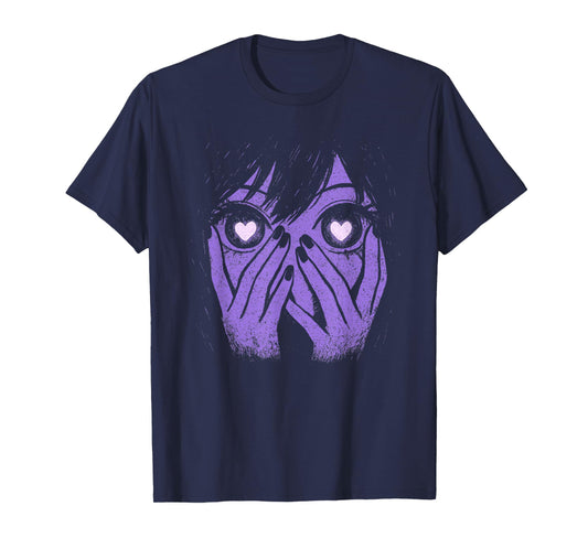 Anime Eyes Girl Hearts Manga Otaku Grunge Alt Goth Aesthetic T-Shirt