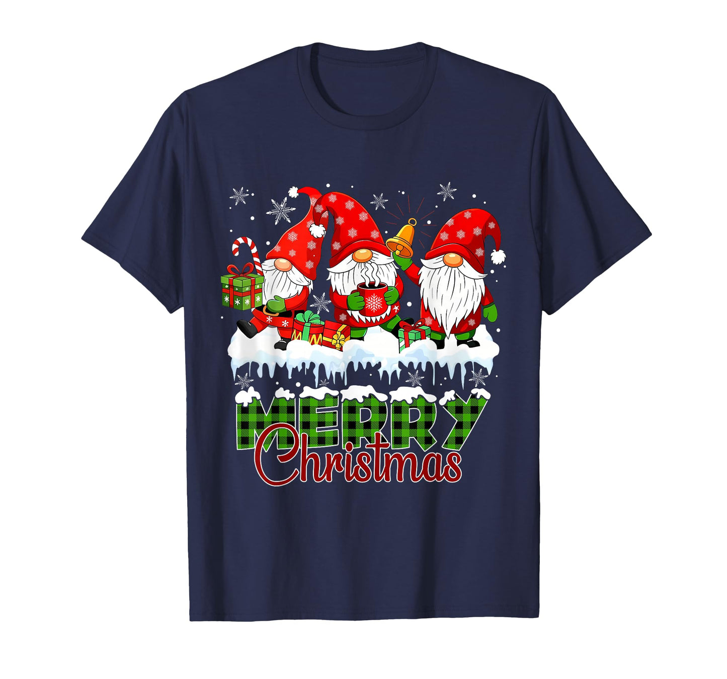 Cute Gnomes Merry Christmas Light Family Gnome Xmas Matching T-Shirt
