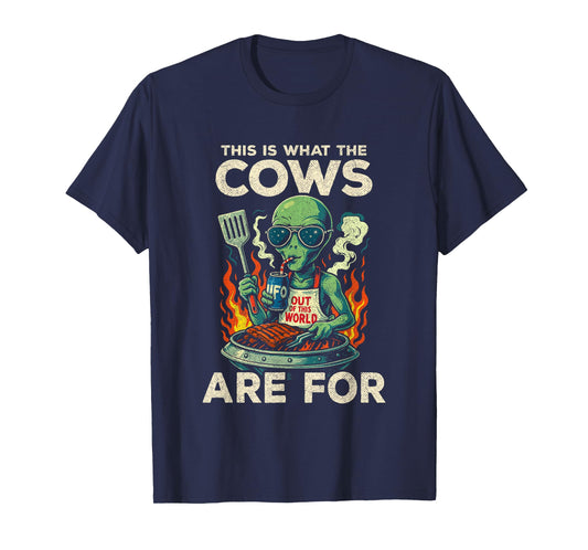 UFO Spaceship BBQ Grill – Alien Cow Abduction – Funny Alien T-Shirt