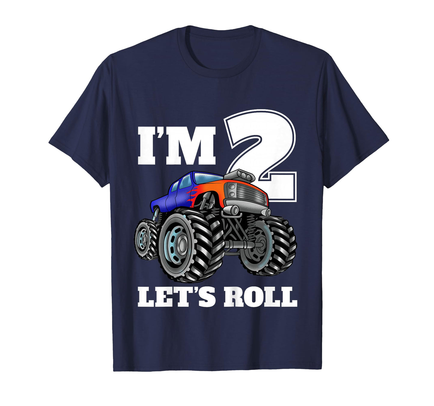 Kids Monster Truck 2nd Birthday Boy 2 Two Year Old T-Shirt
