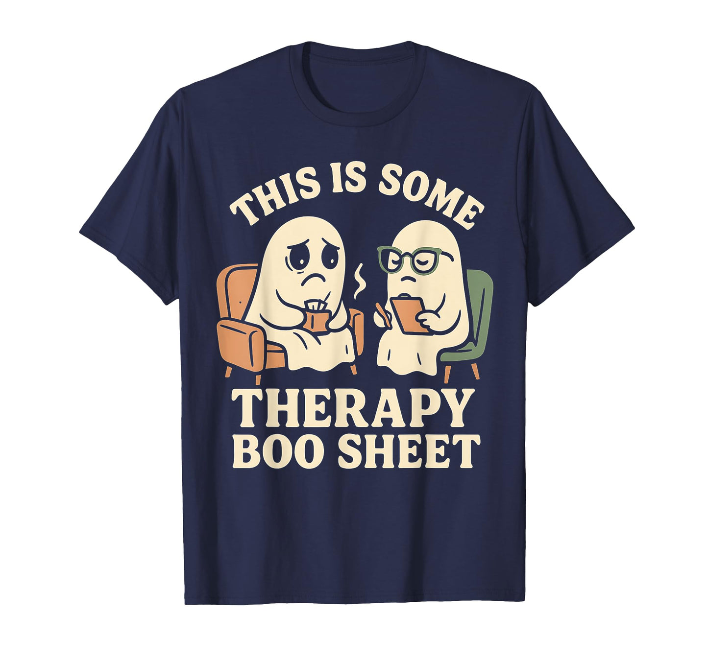This is Some Therapy Boo Sheet Funny Ghost Halloween Anxiety T-Shirt